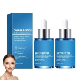 Sérum facial reafirmante con péptidos de cobre, sérum antiedad con péptidos para estimular la producción de colágeno elastina, sé/rum reafirmante e hidratante para la piel, para reducir arrugas (2PCS)