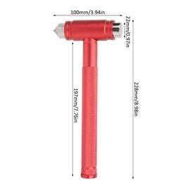 Safety Hammer, Safety Hammer Window Breaker Seatbelt Cutter Aluminum Alloy Stainless Steel Red for Bus Car Vehicle School Office