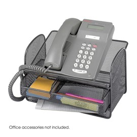 Safco® Onyx Mesh Telephone Stand With Drawer, 7"H x 11 3/4"W x 9 1/4"D, Black