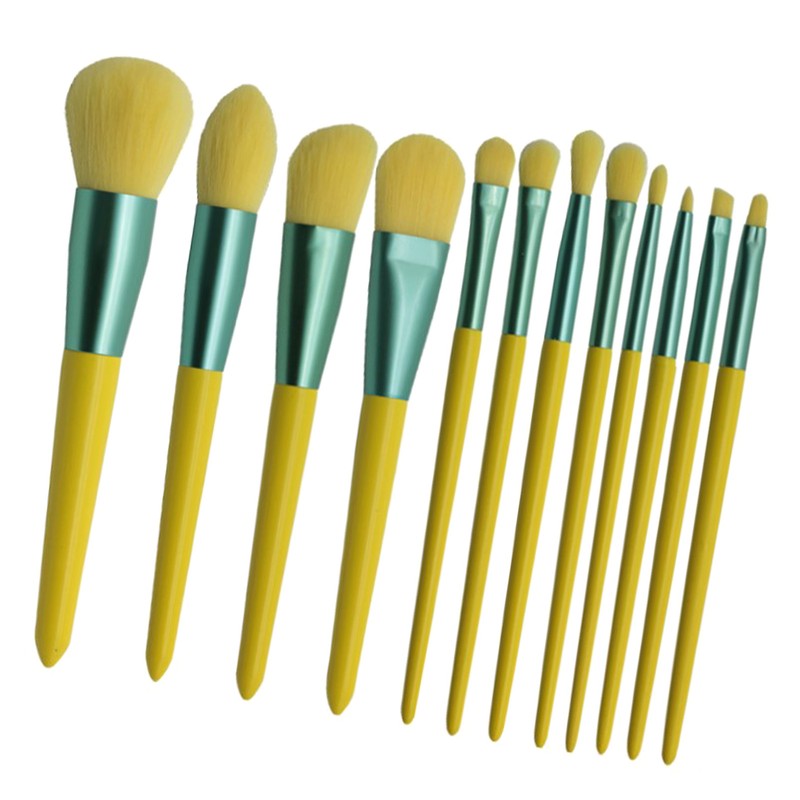 12pcs Cosmetic Brush Set Synthetic Fiber Wooden Handle Professional Makeup