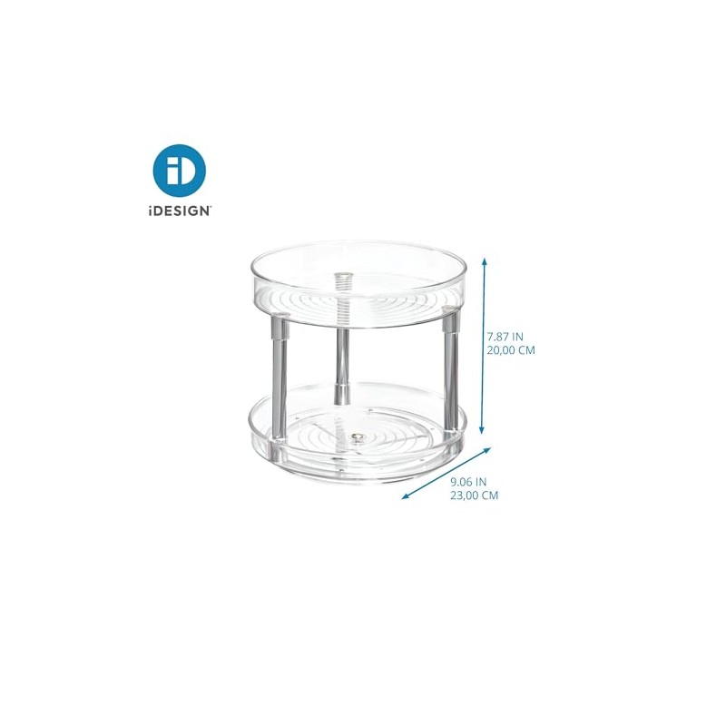 iDesign 9-Inch Recycled Plastic 2-Tier Lazy Susan Organizer – Linus