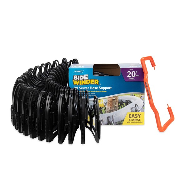 Camco Sidewinder 20-Ft Camper/RV Sewer Hose Support | Telescoping Design Flexes Around Obstacles & Deep Cradles Secure Sewer Hose | Out-of-the-Box Ready & Folds for RV Storage and Organization (43052)