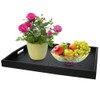 DILLMAN Serving Tray Large Black Wood Rectangle Food Tray Butler