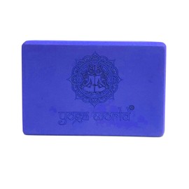 Yoga World EVA Yoga Blocks - High Density and Non-Slip Bricks for Pilates, Stability, Fitness - Rounded Edges for Secure Grip - Easy-to-Clean Exercise Accessories - 22.8x15.2x7.6cm, 360g (Blue)