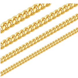 Cuban Link Chain for Men Stainless Steel Chunky Chain Necklace for Mens 6 mm 26 Inches 18k Real Gold Plated