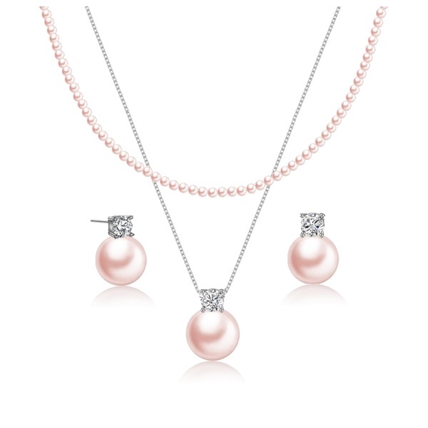 Wedding Jewelry Sets for Brides - Sterling Silver Pink 10