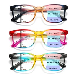 Dccdllo Progressive Reading Glasses Blue Light Blocking Fashion Square Reader 3 Piece For Men Women With Spring Hinge+1.0