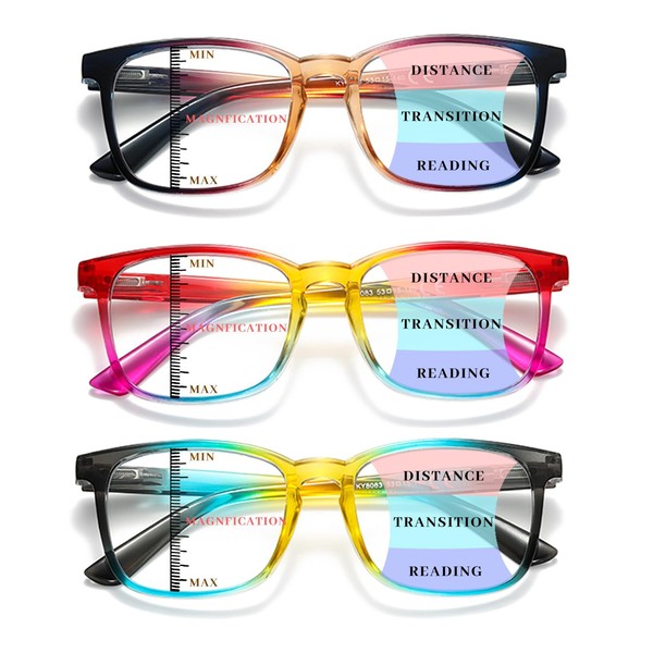 Dccdllo Progressive Reading Glasses Blue Light Blocking Fashion Square Reader