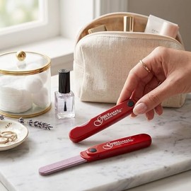 Erlinda - Lima de uñas plegable de cerámica para manicura (14 cm, cerrada, 8 cm), color rojo