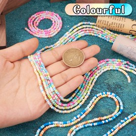 Beadthoven 1520pcs 8 Colors Glass Crystal Beads 3mm Smooth Flat Rondelle Crystal Spacers Pastel Candy Color Abacus Lentil Small Gemstone Beads Strands for Bracelet Necklace Earrings DIY Craft Supplies