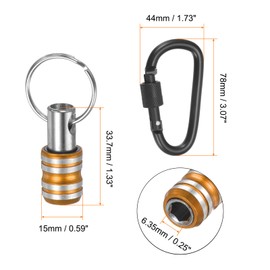 sourcing map 10PCS 1/4 Inch Hex Shank Aluminum Alloy Screwdriver Bits Holder Extension Bar Drill Screw Adapter Quick Change Keychain Portable with Black Buckle