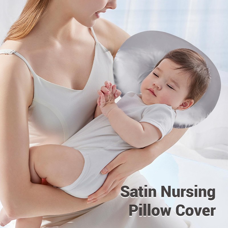 Baby Nursing Pillow Cover, Satin Nursing Pillow Cover Set, Soft