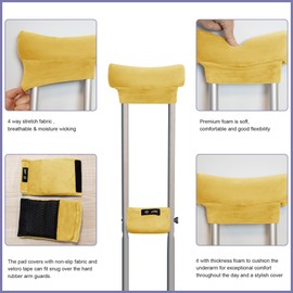 Soft Polyester Spandex Stretchy Velvet Crutch Pads, Durable and Long Lasting (yellow)
