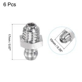 uxcell 6Pcs Metric Stainless Steel Straight Grease Fitting M8 x 1.25mm Thread Hydraulic Grease Fitting Accessories