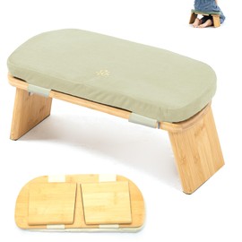 Estleys Meditation Bench, Bamboo Meditation Stool, Folding Kneeling Meditation Bench, Seiza Prayer Bench, Prayer Bench with Meditation Cushion (Beige)