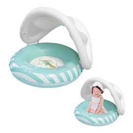 (2025 New Release) Baby Float Ring for Children, Foot-loading Type, Includes Handle Included, Removable Sun Shade, UV Protection, SPF 50+, Sunscreen, Swim Ring, For Toddlers, Pools, Water Play