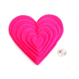 Playfully Ever After 1 to 6 inch Multi-Size Pack 24pc Felt Hearts (Pink)