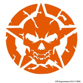 UR Impressions IOrn Skull Head Oscar Mike Star Decal Vinyl Sticker Graphics for Cars Trucks SUV Vans Walls Windows Laptop|Intense Orange|5.5 inch|URI730-IO