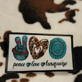 Handmade Peace Love Turquoise Hat Patch Sublimation DYI Fabric Patch Glue Iron On Sew