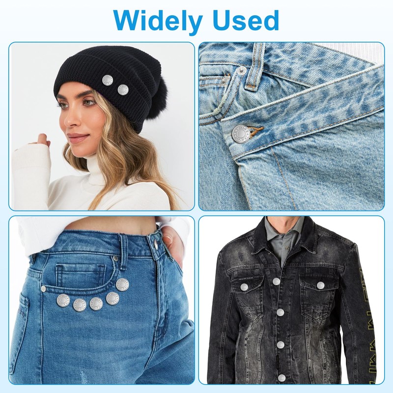 KUNTAERY 8 Sets Button Pins for Jeans, No Sew Reusable
