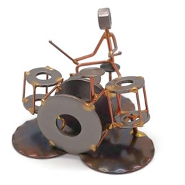 Drum Set Collectible Handmade Metal Art Figurine, Desk Accessories, Trophy, Band, Office Décor, Band, Musical Instrument