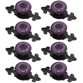 MARSTREE 2 in 1 Vintage Ceramic Drawer Cabinet Knobs and Pulls for DIY Home Furniture Cabinet Dresser Cupboard Bin Door Handles, Pack of 8 (Purple-Black)