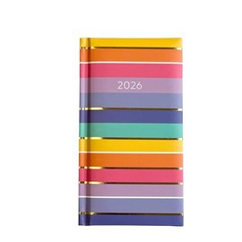 Slim Size 2026 Weekly Planner, Week to View Diary, Hardback Padded Cover, Fashion Design (Stripes)