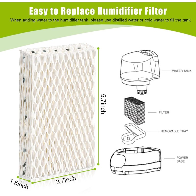 WXFANA 4 Pack WF813 Humidifier Filters Wick Replacement Compatible with