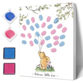 Azbuk Gender Reveal Fingerprint Tree for Baby Shower, Winnie Baby Shower Gender Reveal Game, Winnie Baby Shower Guest Book, Baby Shower Keepsake, Gender Reveal Party Decorations
