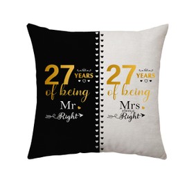 27 Years of Marriage Gifts for Her & Him 27th Wedding Anniversary for Couples Parents Anniversary Throw Pillow Cover Marrirage Gifts for Husband Wife Grandma Grandpa Aunt Uncle Friend Sister (27th)