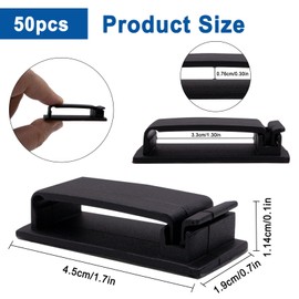 pangutheos 50 Stück Kabelhalter Selbstklebend, Kabel Organizer mit Klebeaufkleber, Kabelklemmen Selbstklebend für TV, PC, Laptop, Ethernet Kabel, Schreibtisch, Heim, Büro (Schwarz)