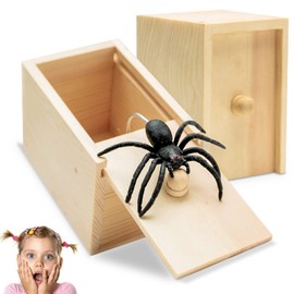 JIASHA 2 x Spider in Box Spider Prank Box Wooden Prank Spider Scare Box for Children Adults Party Favours Gifts