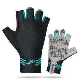 MOREOK Half Finger Double Protect Padding Skateboard Gloves Breathable Wear-Resistant Roller Skating Gloves Shockproof MTB Bike Cycling Gloves for Women and Man (Black&Blue, XL)