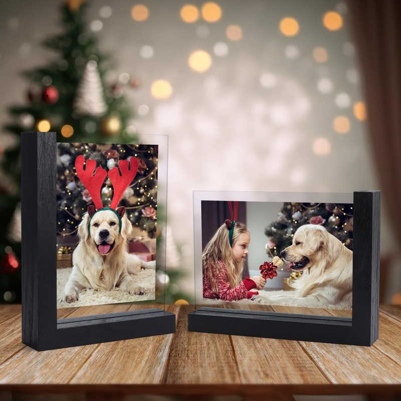 Lavezee 2 Pack 5x7 Picture Frames Made of Black Wooden