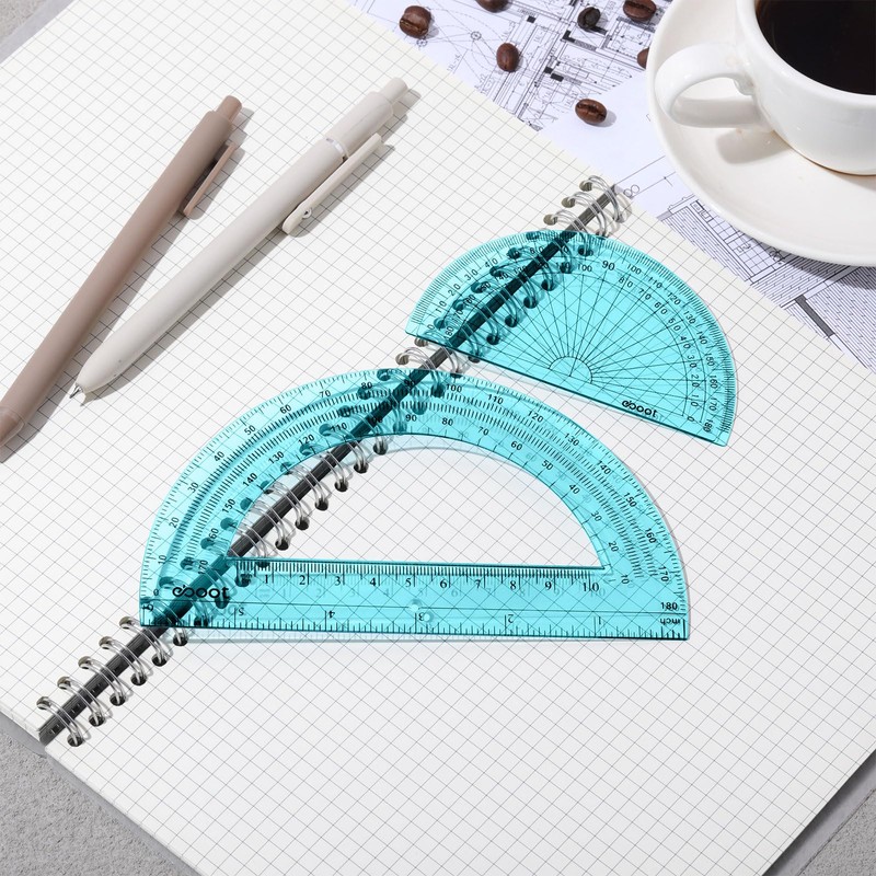 EBOOT 2 Pcs Plastic Protractor Clear 180 Degrees Transparent Protractor