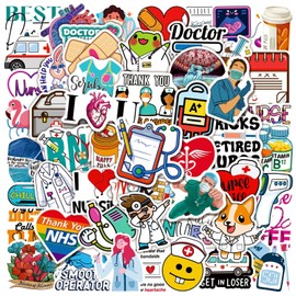 Pack of 100 Nurse Stickers, Waterproof Doctor Stickers, Doctor Sticker Set, Funny Medical Stickers, Anime Day of Nurse Stickers for Laptop, Skateboard, Guitar