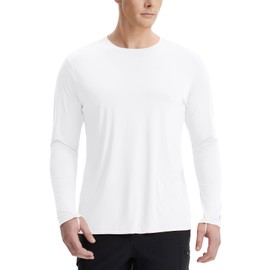 BALEAF Men's Long Sleeve Running Hiking Tops UPF 50+ Quick-Dry Rashguard White L