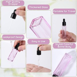 Segbeauty 0.24oz Small Glass Dropper Bottle for Essential Oils, 7ml Empty Travel Dropper Bottle for Liquids, 5pcs Glass Droppers for Oils with Mixed Colors, Mini Travel Bottles with Refill Tool