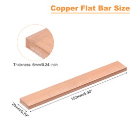 uxcell Copper Flat Bar, 1/4" Thickness x 25/32" Width x 6" Length Copper Bus Bar Stock Plate Mill for Electrical (6mm x 20mm x 152mm)