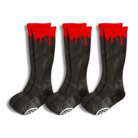 Old Bones Compression Socks: BLOOD DRIP - Athletic Socks for Men & Women - 15-20 mmHg (Black, 3 Pairs)