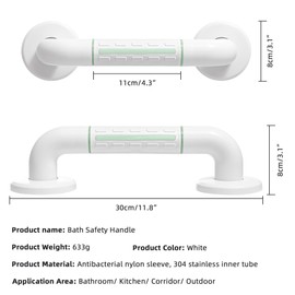 Bathroom Grab Bar Anti Slip Bathroom Grab Rail,White Stainless Steel Handle for Bathtub Toilet Bathroom Kitchen Stairway Handrail