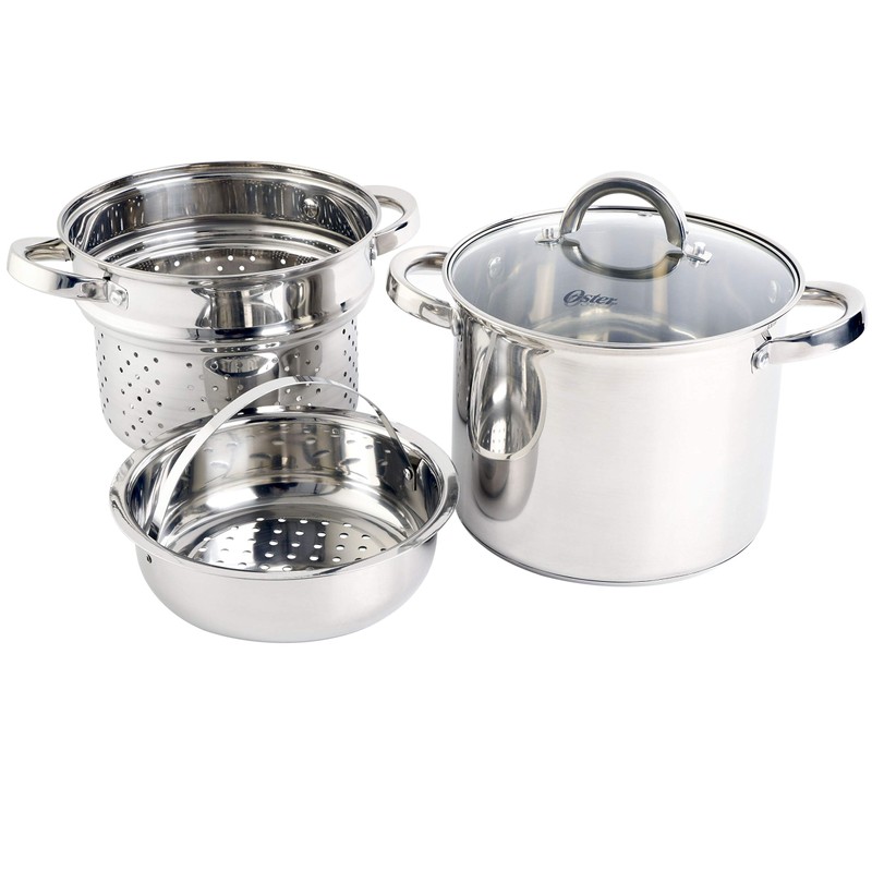 Oster Sangerfield 5-Quart Stainless Steel Pasta Pot Set with Steamer