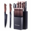 Knife Block Set with Sharpener 16 Pis，Forged Cooking Kitchen Knives