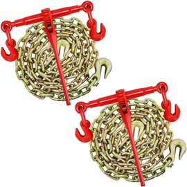 HONYTA Chain Binder 3/8"-1/2" (2) Grade 70 Chain Ratchet Load Binder, 3/8"×10ft Chains(2) Chain Binder Kit for Truck, Flat Trailer, Hauling, Tie Down and Towing
