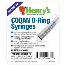 Henry's Healthy Pets CODAN Luer-Lock O-Ring Syringes, 10 mL (10)