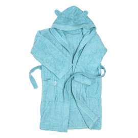 Ti TIN Children's Bathrobe for Boys or Girls with Hood and Side Pockets, Very Soft and Absorbent, 100% Cotton Terry Towelling, Various Sizes, Design with Hood with Ears, sky blue