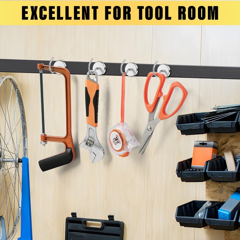 FINDMAG Pack of 3 Extra Strong Magnetic Hooks, Silver, 40