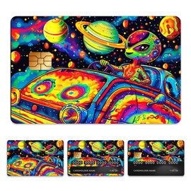Peacoblue Bank Card Sticker Colorful Universe Credit Debit Card Custom Skin Cover Protector, 4 Styles Waterproof Scratch-Proof and Attractive Decal for Most Popular EBT Transportation Key Card