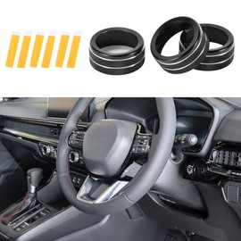 INFINAUTO AC Air Conditioner Media Volume Control Switch Knob Cover Ring, Interior Decal Trim for Honda CR-V 2023-2024 Black, 3 Pcs