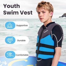 Gogokids Swim Vest Youth Pool Jacket for Kids 50-90 lbs 75-125 lbs Swimming Training, Kayaking, Boating